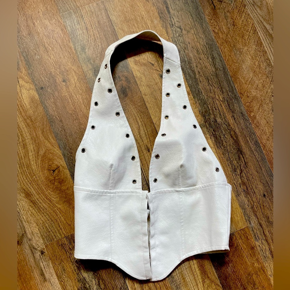 Princess Polly PALLADIA PU JORDY CORSET WHITE